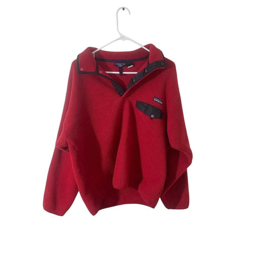 Vintage 90s Patagonia Synchilla Snap-T Pullover Fleece Mens M Red Blk Jacket
